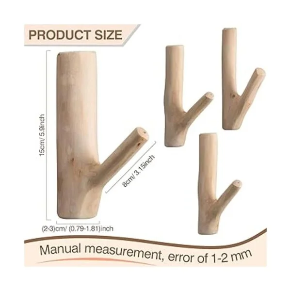 Gancho de pared de ramas de árbol de madera natural real_2