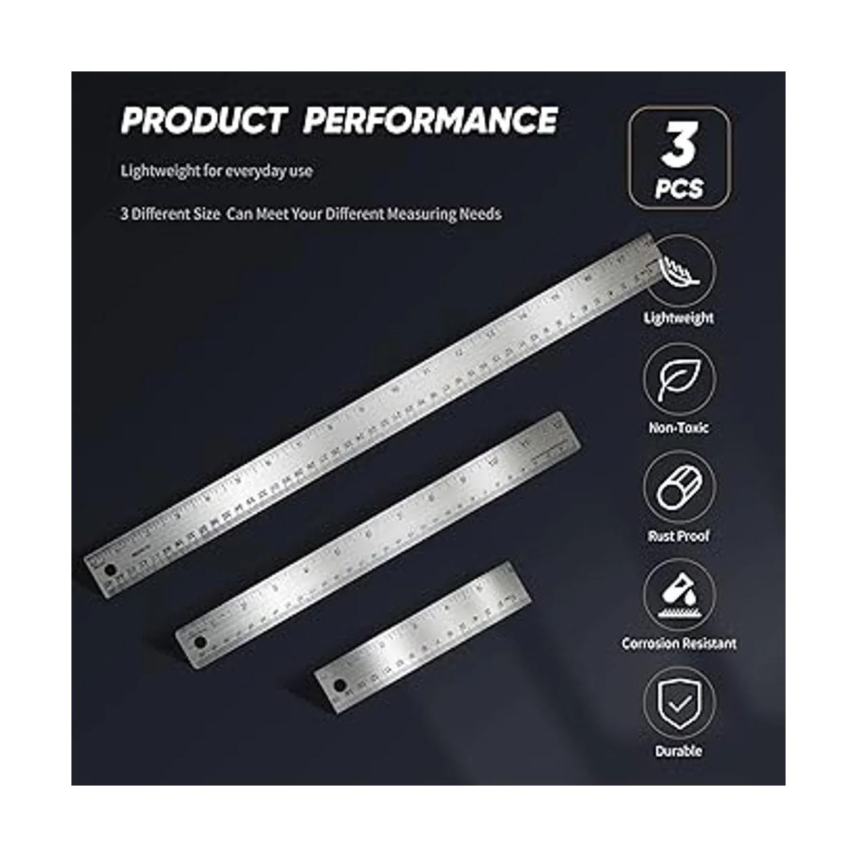 Regla de metal reglas de acero inoxidable con respaldo de_2