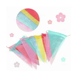 Banderas de banderín multicolor de arpillera de imitación_3