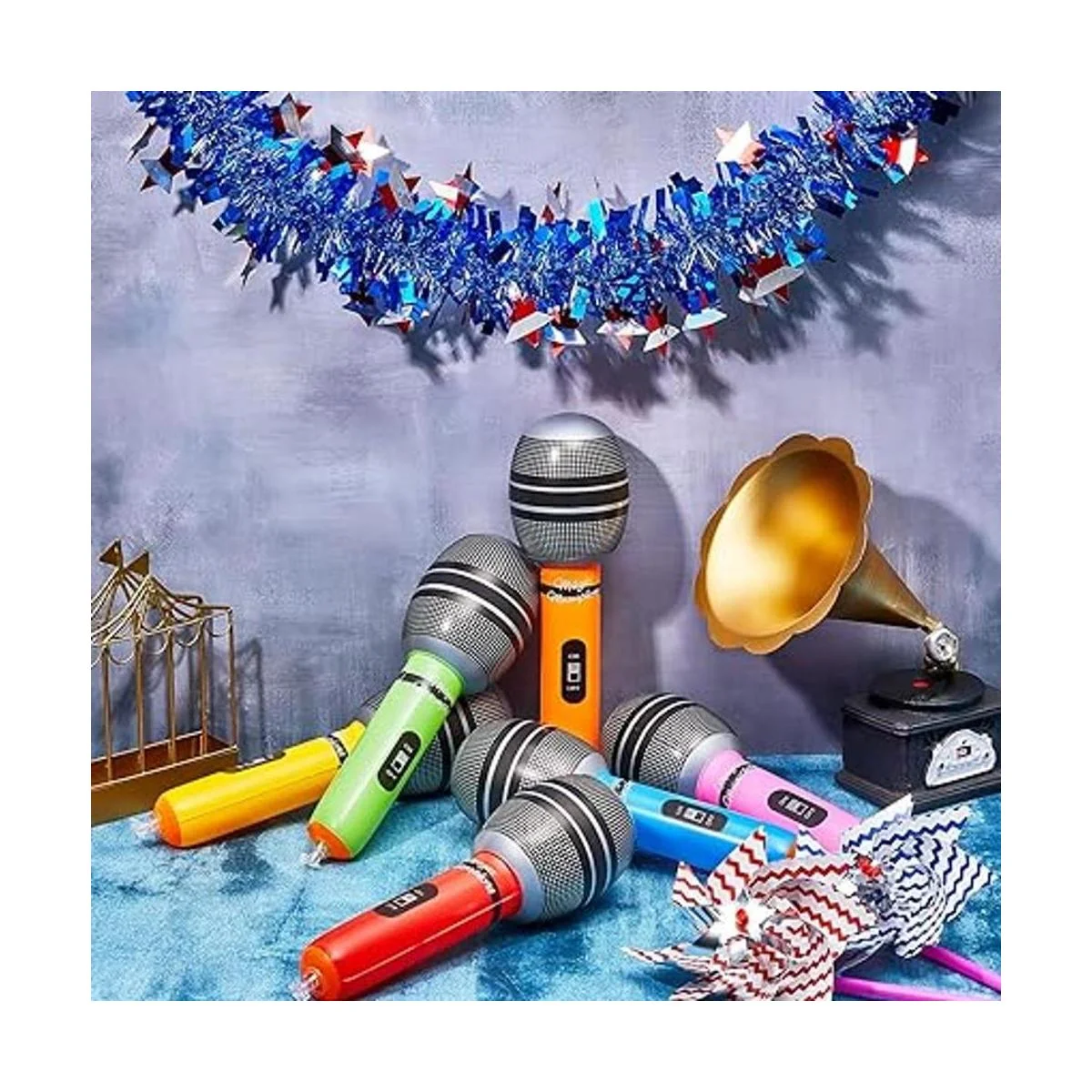 30 piezas de micrófonos inflables soplan micrófono varios_4