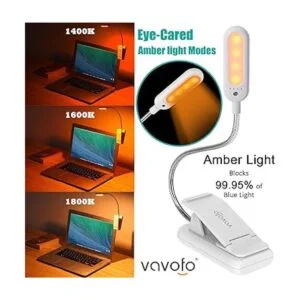 VAVOFO Luces de libro recargables ámbar luces de lectura_4