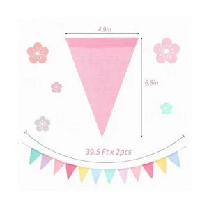 Banderas de banderín multicolor de arpillera de imitación_2