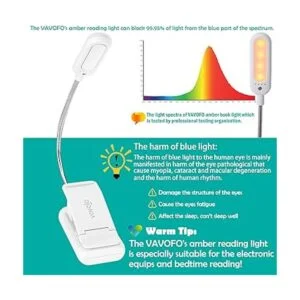 VAVOFO Luces de libro recargables ámbar luces de lectura_2