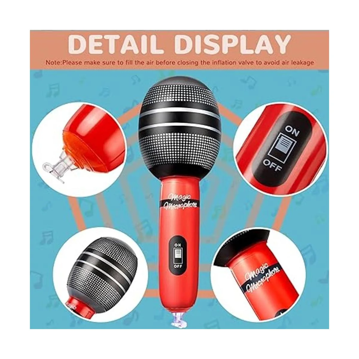 30 piezas de micrófonos inflables soplan micrófono varios_3