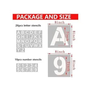 YEAJON Plantillas y números de letras de 8 pulgadas 36_2