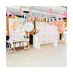 Banderas de banderín multicolor de arpillera de imitación_7