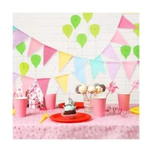 Banderas de banderín multicolor de arpillera de imitación_5