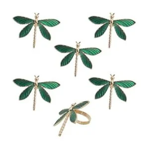 CPELLESSE Paquete de 6 servilleteros dorados con diseño de_1