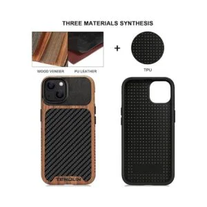 TENDLIN Funda compatible con iPhone 13 de grano de madera_2