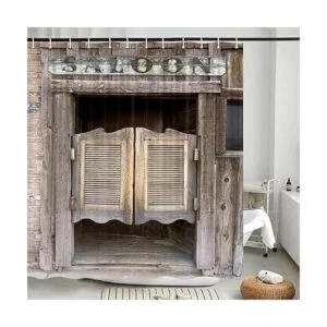 Western Cortina de ducha rústica para baño diseño de_2