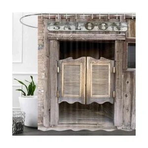 Western Cortina de ducha rústica para baño diseño de_3