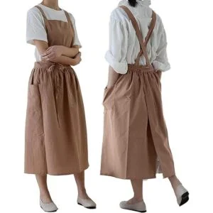Delantal de lino de algodón estilo japonés impermeable_1