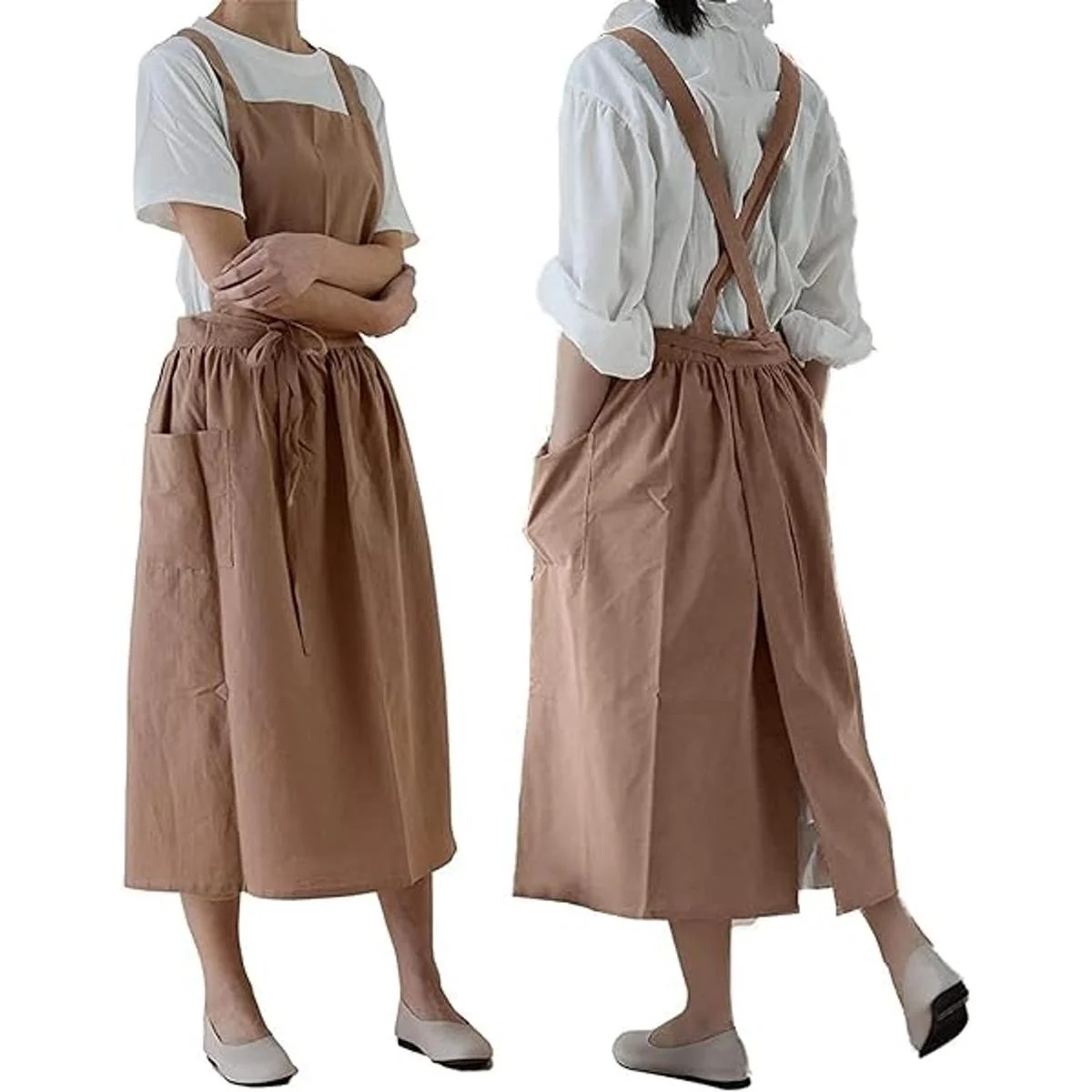 Delantal de lino de algodón estilo japonés impermeable_1