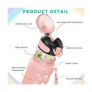 Enerbone Botella de agua de 32 onzas con tiempos para_3