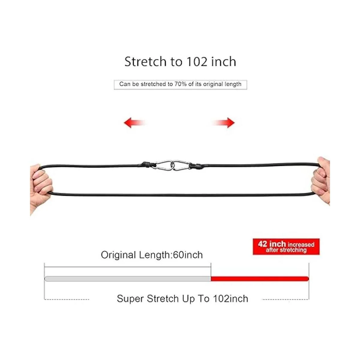 KING PIECES Cuerdas elásticas de 60 pulgadas con ganchos_2