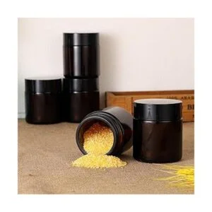 Paquete de 15 tarros de cristal ámbar con tapas_6