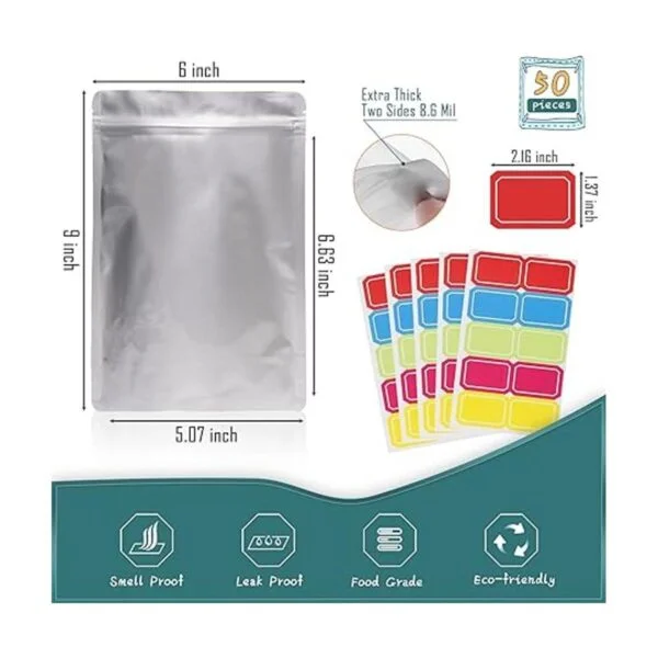 Paquete de 50 bolsas de Mylar extra gruesas de 9.4 mil 7_2