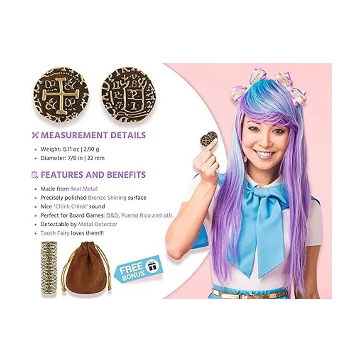 Monedas piratas de metal Juego de monedas de tesoro de_2