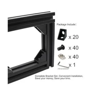 Juego de 20 conectores de perfil de aluminio negro 2020_2