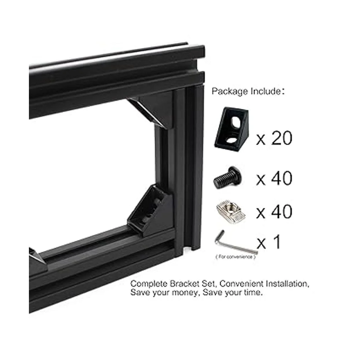 Juego de 20 conectores de perfil de aluminio negro 2020_2
