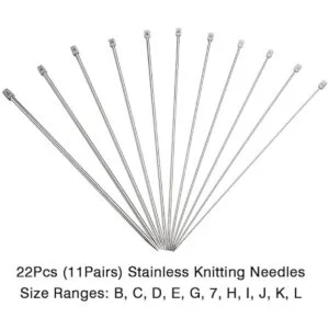KOKNIT Juego de 11 pares de agujas de tejer de acero_3