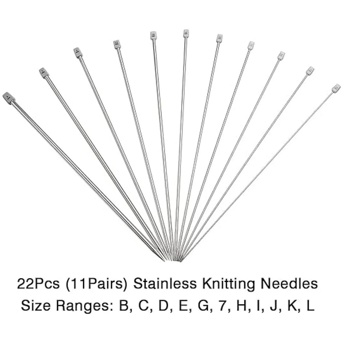KOKNIT Juego de 11 pares de agujas de tejer de acero_3