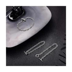 45 cadenas de pulsera con cierre de palanca OT de acero_5