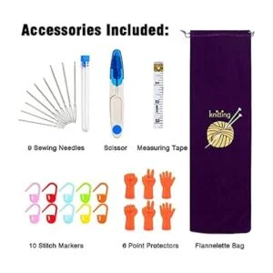 KOKNIT Juego de 11 pares de agujas de tejer de acero_4