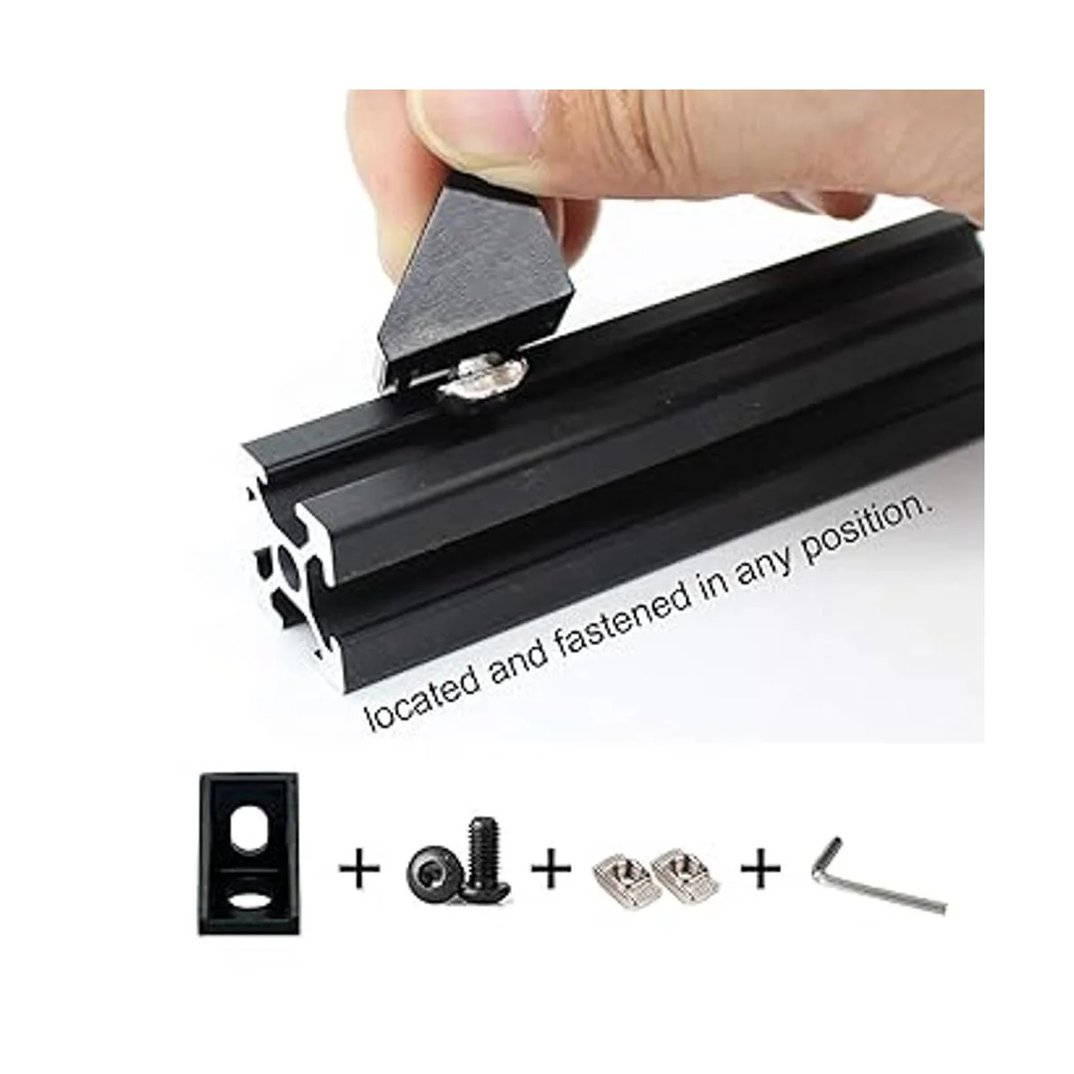 Juego de 20 conectores de perfil de aluminio negro 2020_6