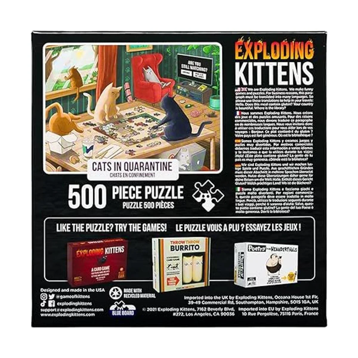 Exploding Kittens Rompecabezas de 500 piezas Gatos en_2