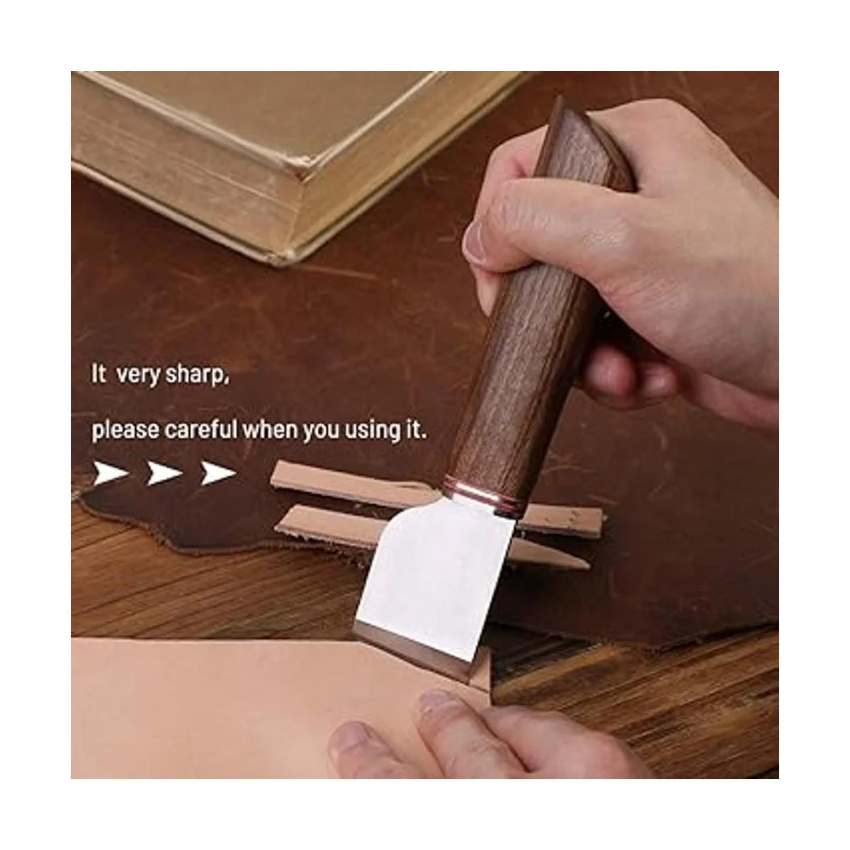 Cuchillo de corte de cuero con mango de madera cuchillo_7