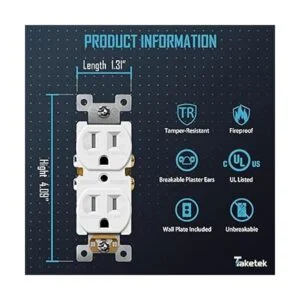 TAKETEK Toma de corriente dúplex con placa de pared toma_2