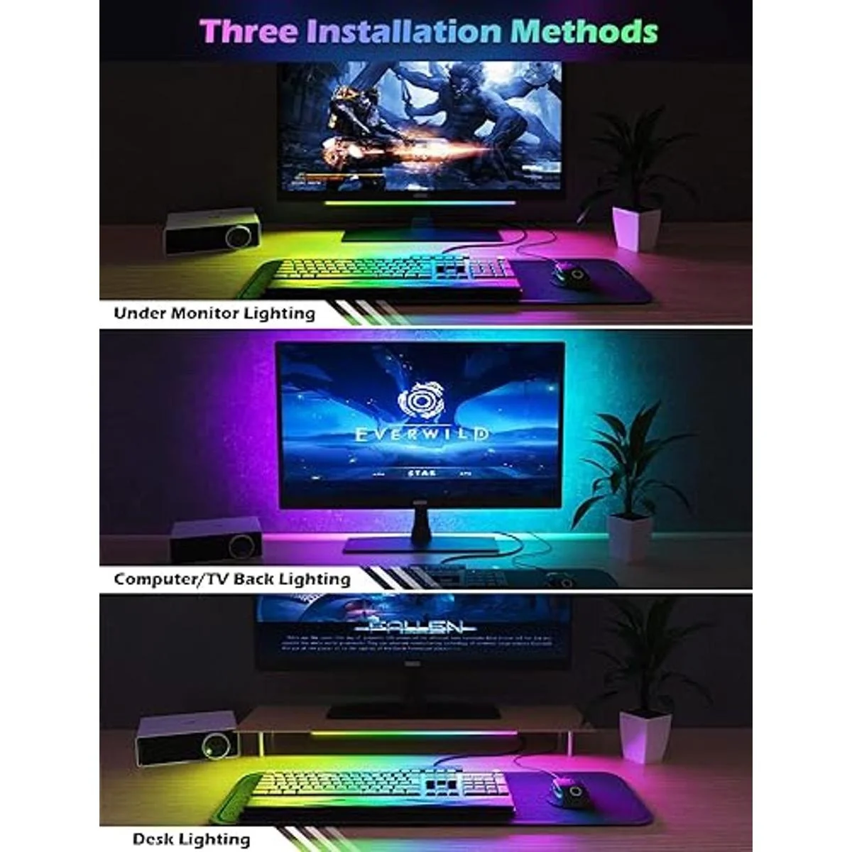 Ferswe RGBIC Barra de luz debajo del monitor barra de_6