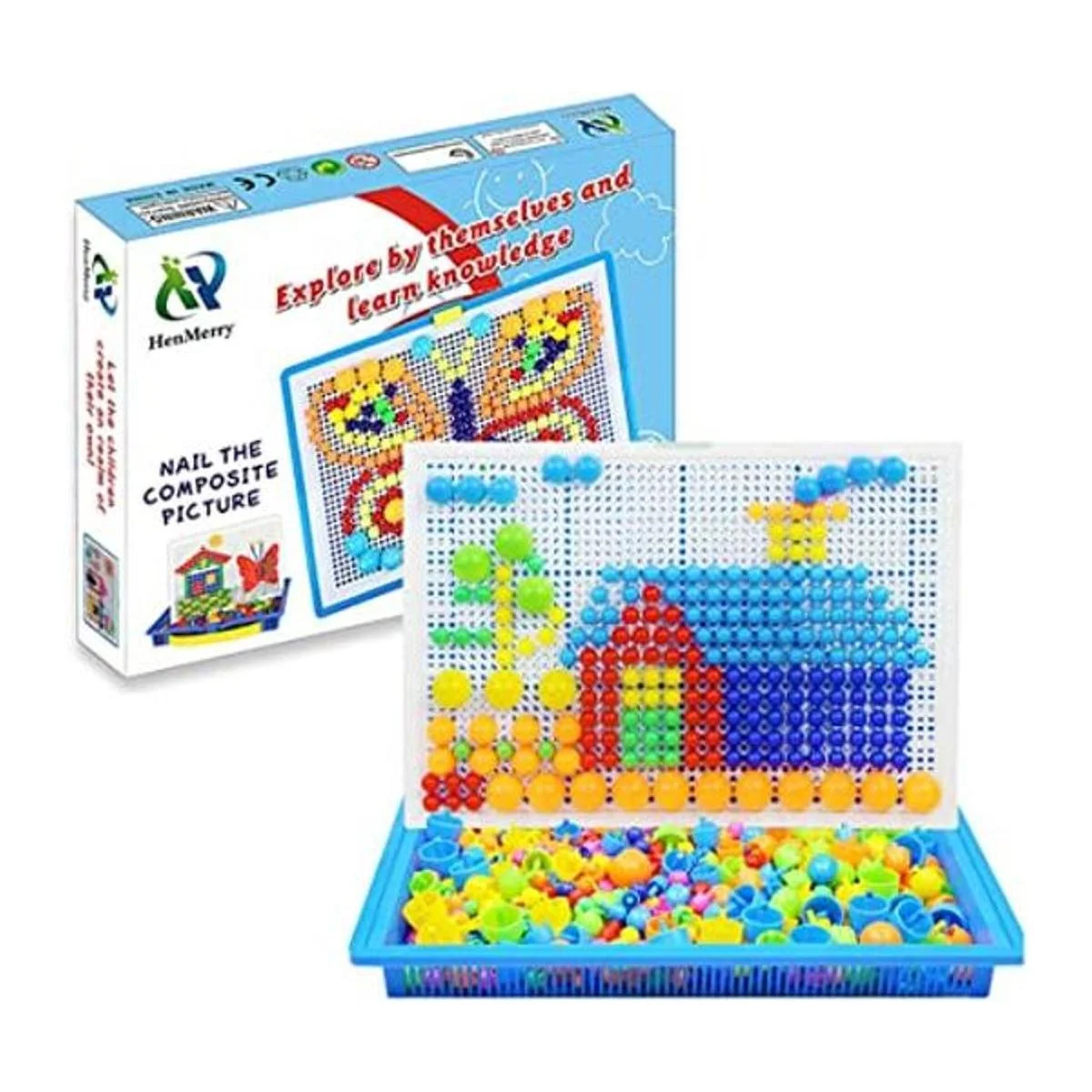 HenMerry Creativo hongo uñas mosaico Pegboard niños_1