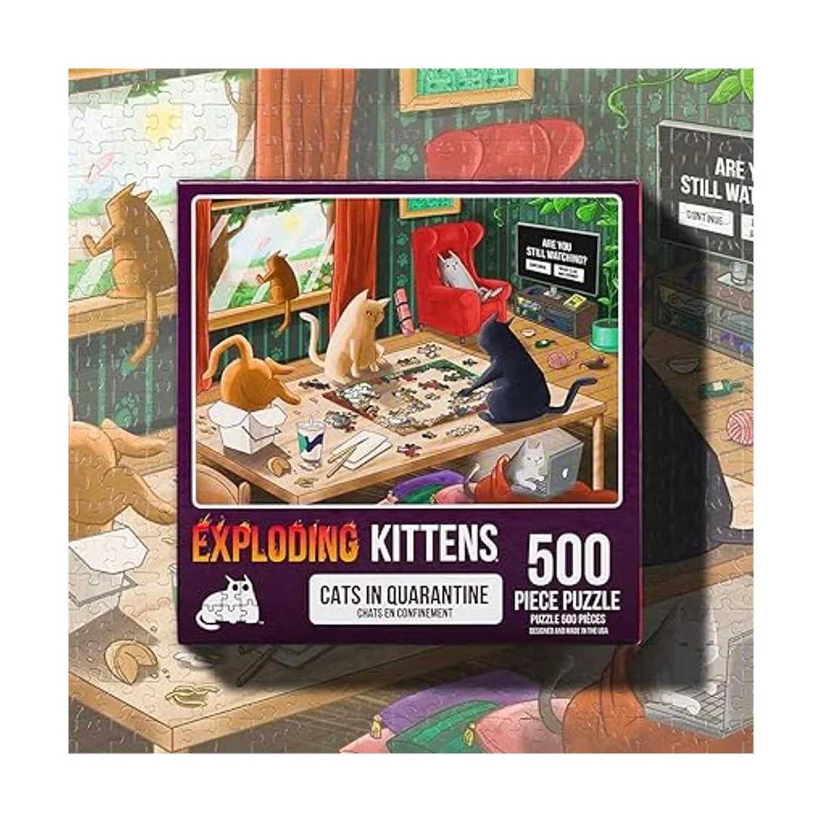Exploding Kittens Rompecabezas de 500 piezas Gatos en_3
