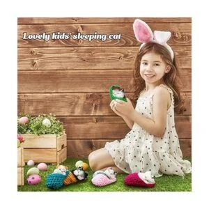 7 piezas de gatos durmiendo en pantuflas con ojos_6