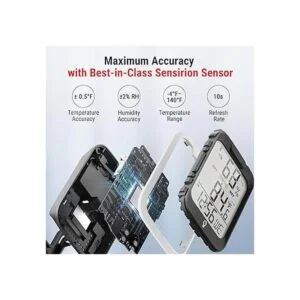 ThermoPro Termómetro higrómetro Bluetooth TP358 con reloj_2