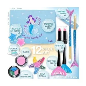 TOYLI Juego de maquillaje lavable de sirena para niños_2
