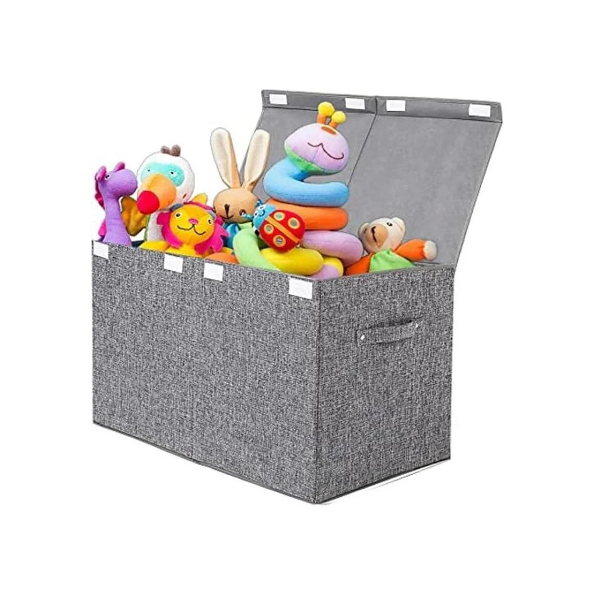 Caja de juguetes grande con tapa plegable resistente_1