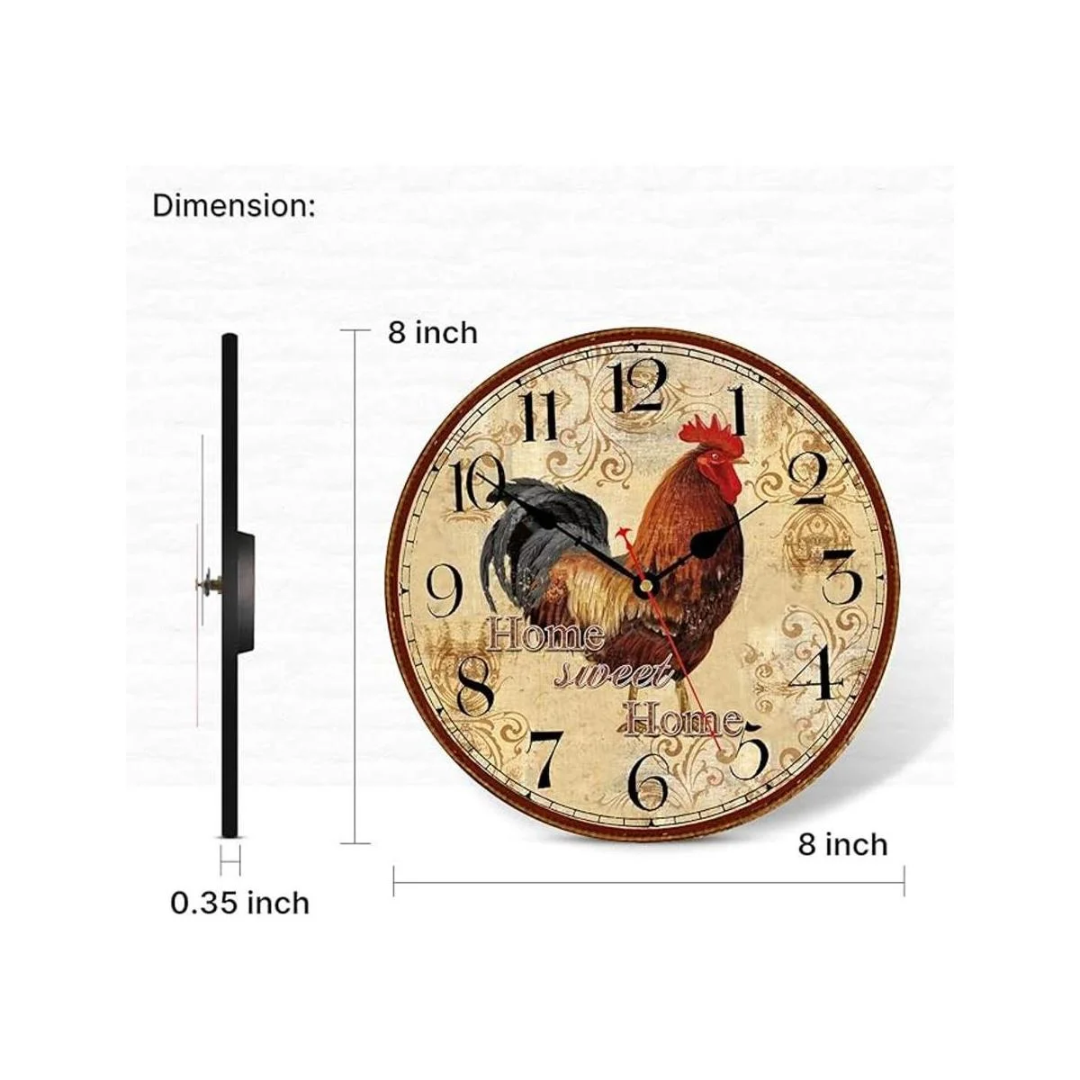 TAHEAT Reloj de pared de gallo de granja funciona con_6