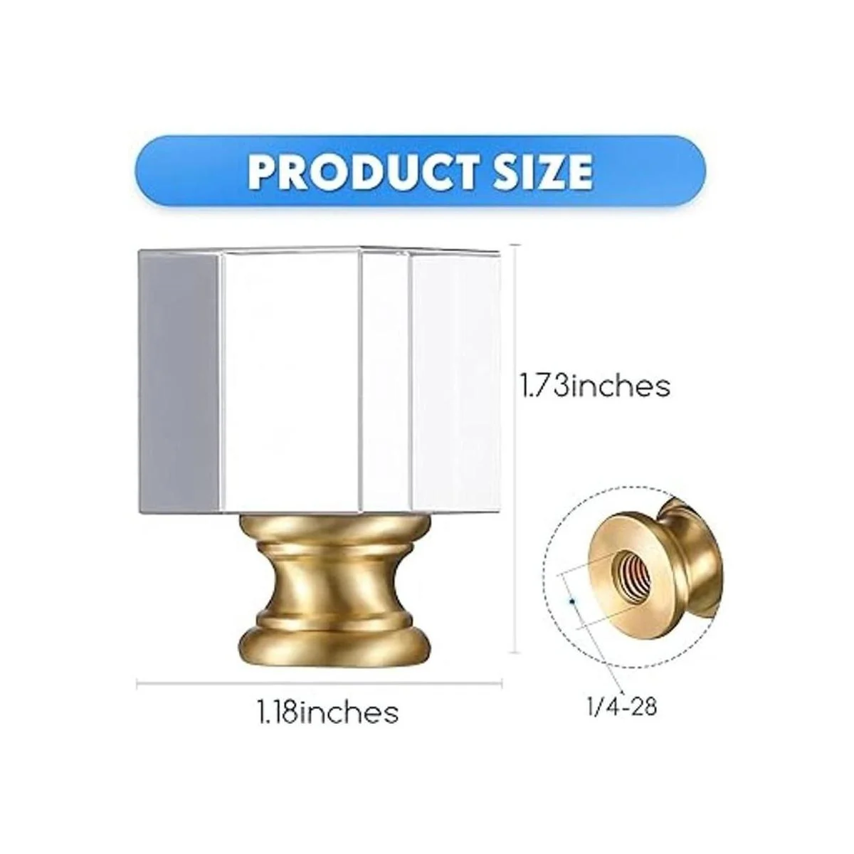 2 piezas de lámpara de cristal de cubo Finial transparente_2