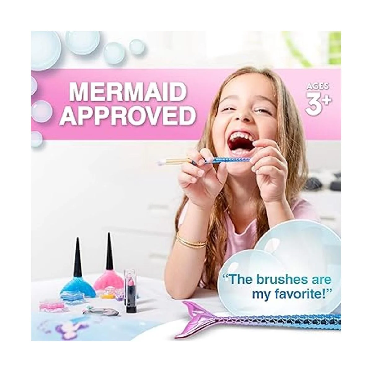 TOYLI Juego de maquillaje lavable de sirena para niños_6