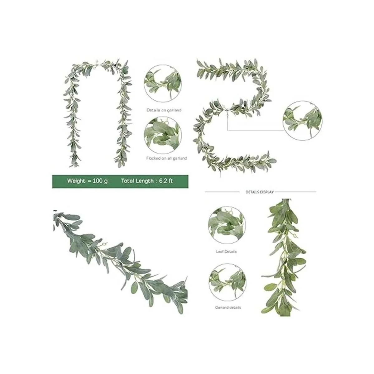 Tinsow Guirnalda de orejas de cordero artificial de 6.2_5