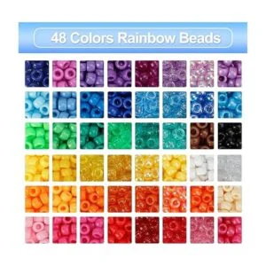 Quefe Juego de 3960 cuentas de pony para hacer pulseras_4