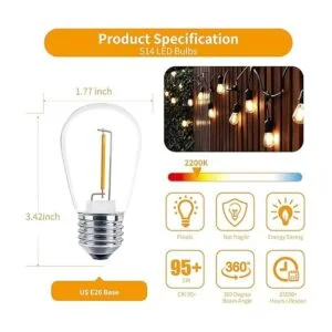 Paquete de 24 bombillas LED S14 de repuesto Meconard_3
