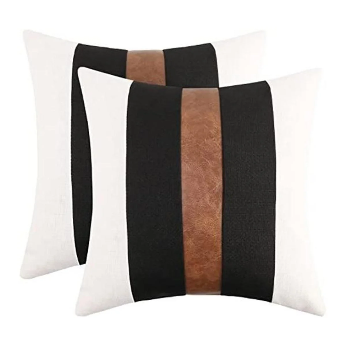JASEN Juego de 2 fundas de almohada de piel sintética y_1