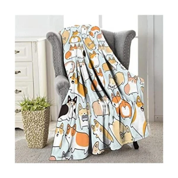 COLLA Manta Corgi para niños y adultos bonita manta de_1