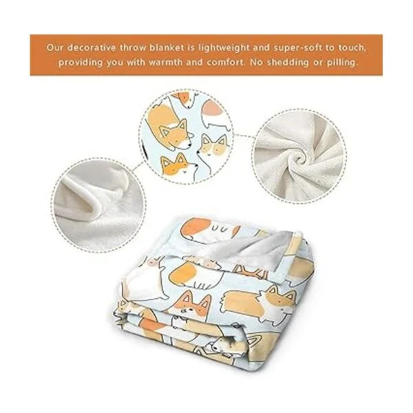 COLLA Manta Corgi para niños y adultos bonita manta de_4