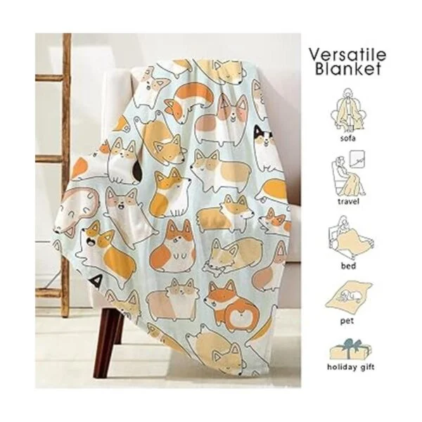 COLLA Manta Corgi para niños y adultos bonita manta de_3