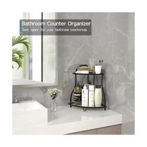 Organizador de fregadero de baño esquinero de 2 niveles_2